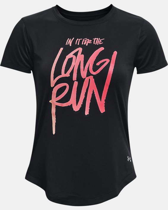 Camiseta de manga corta UA Long Run Graphic para mujer, Black, pdpMainDesktop image number 4